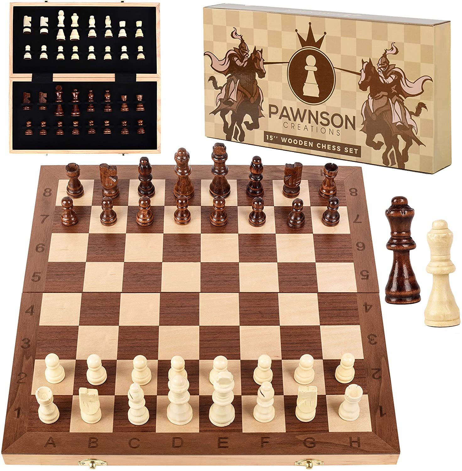  Chess Set, 15x15 Folding Magnetic Wooden Standard