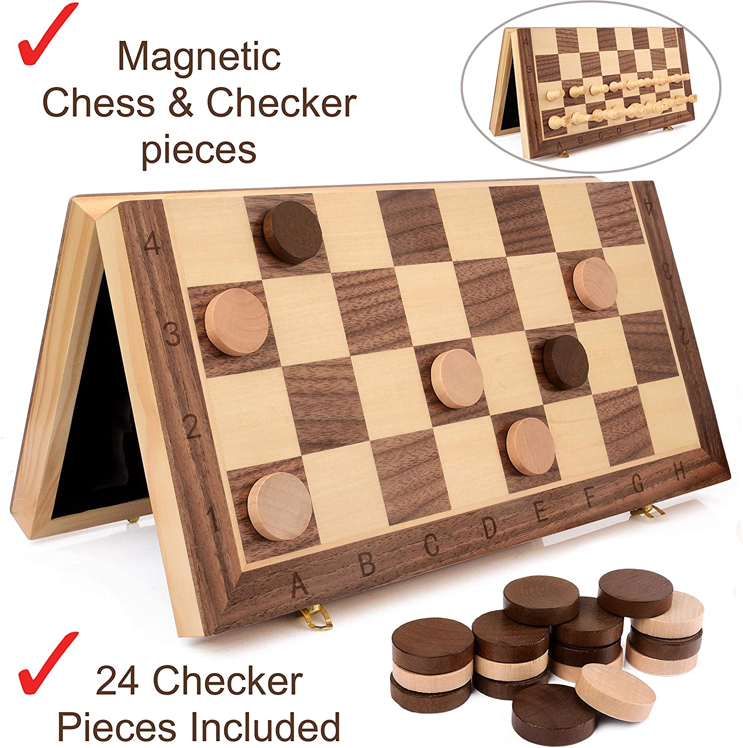 Deluxe Wooden Chess, Checker and Backgammon Set, Brown, Appears Brand New, Retails 69$