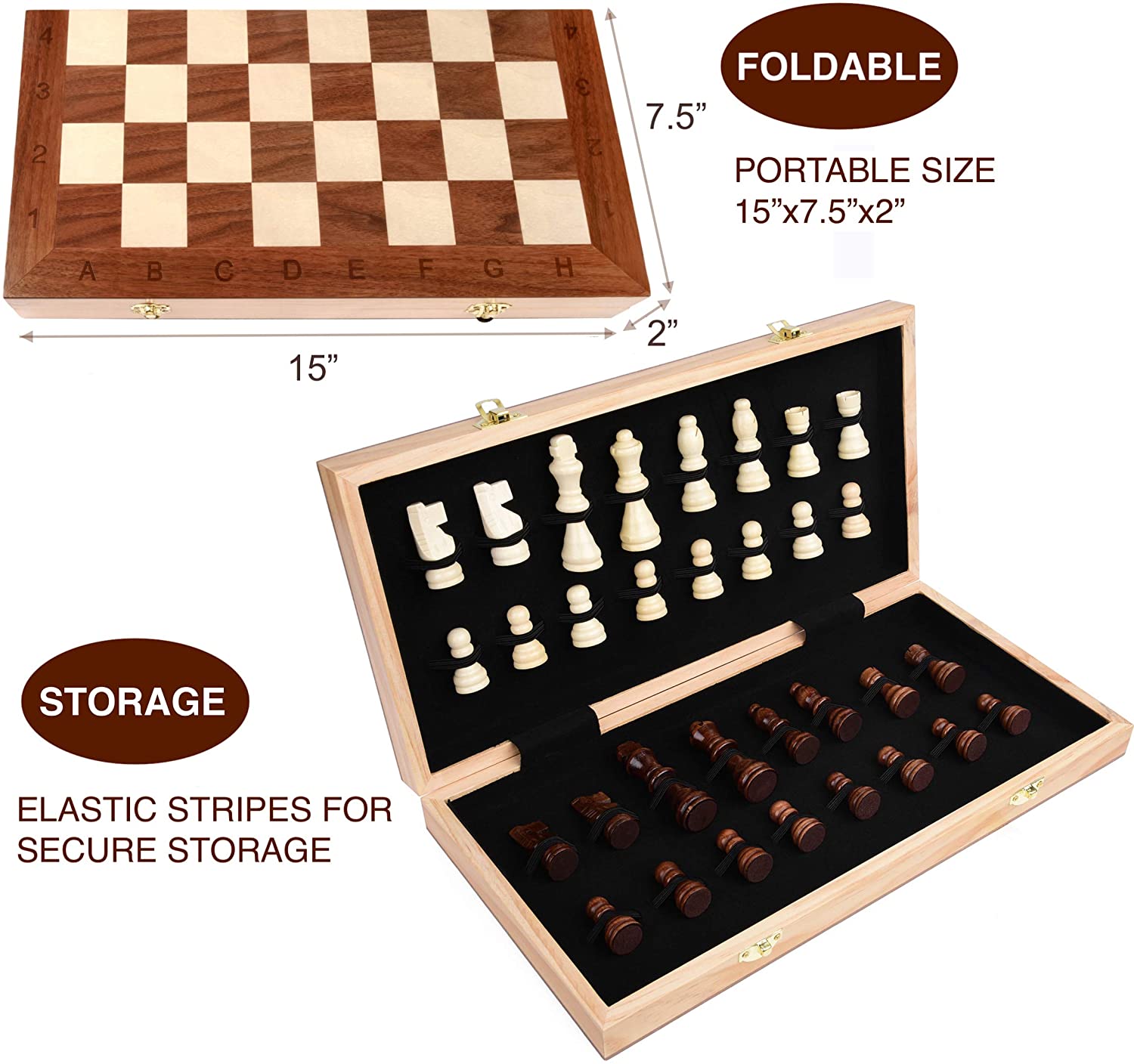 15 Wooden Chess Sets for Adults Portable Folding Chess Game Board Set -  Gift for Kids