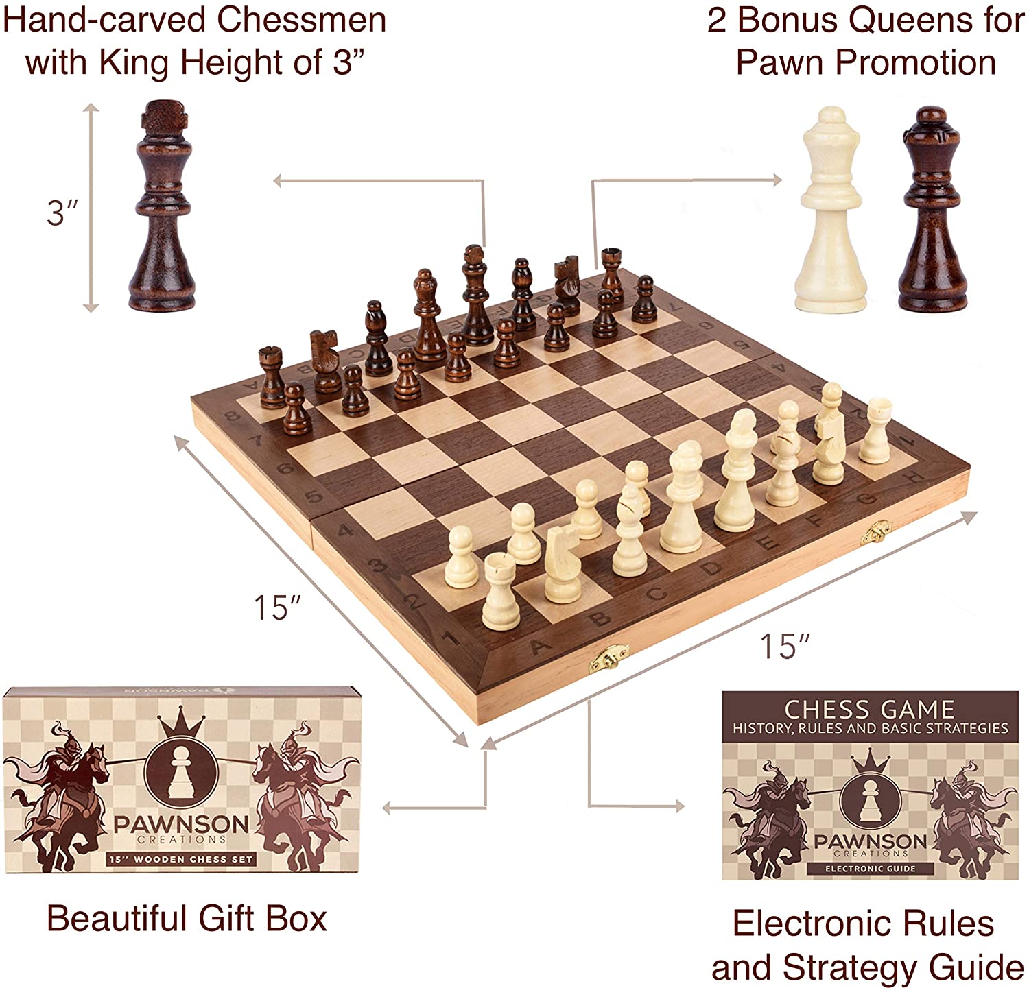  15 Wooden Chess Sets - Chess & Checkers Board Game